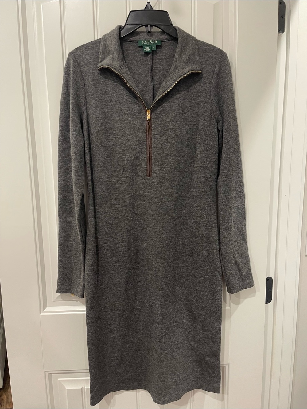 Lauren Ralph Lauren Charcoal Gray Half-Zip Sweater Dress | Size 4